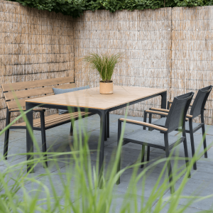 Arezzo terrastafel 160 cm & 1x tuinbank & 2x terrasstoel textileen  van het woonmerk Les