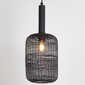 Lekang hanglamp Ø22x55 cm mat zwart