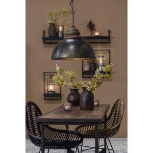 Leia hanglamp - zwart zink/hout bruin