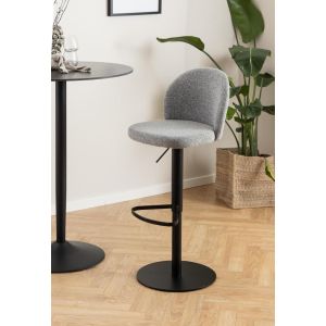 Nøra Deena verstelbare barstoel | zwart metaal onderstel | stof Monza - grijs