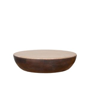 Bowl salontafel ø90 cm mangohout - beige/donkerbruin