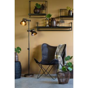 Jody vloerlamp - zwart zink/hout bruin
