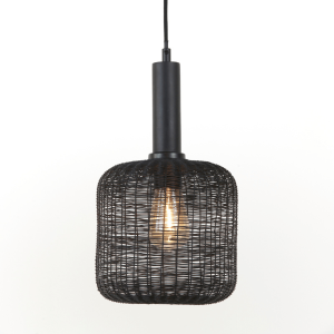 Lekang hanglamp Ø22x40 cm mat zwart
