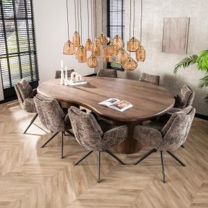 Rahul eettafel sculpture - massief acacia drift bruin