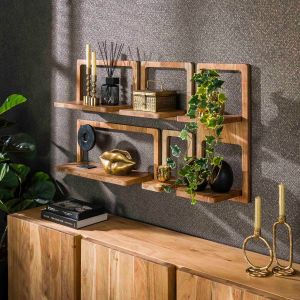 Stacy wandschap set van 5 curvy - acacia hout