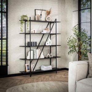 Kingsley stellingkast 140 cm 5 laags - grijs