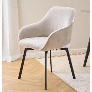 Calm terugdraai armstoel | zwart metaal onderstel | stof Caso