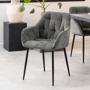 Kari armstoel | zwart metaal onderstel | stof Skyland - antraciet