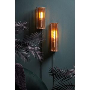 Strøby wandlamp 14x13x30,5 cm - antiek brons+glas