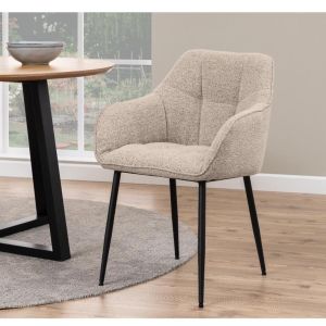 Nøra Nila armstoel | zwart metaal onderstel | stof Monza - beige