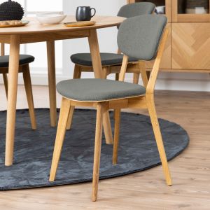 Nøra Elara eetkamerstoel | naturel oak onderstel | stof Granada - lichtgrijs