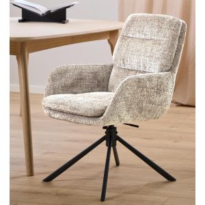 Nøra Sila draaibare armstoel | zwart metaal onderstel | stof Juto