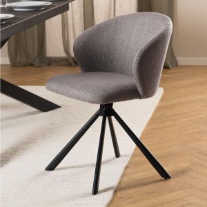 Nøra Orix draaistoel | zwart metaal onderstel | stof Basel - lichtgrijs/bruin