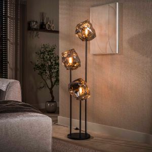 Fraaai Rots vloerlamp getrapt 3-lichts - chroom glas