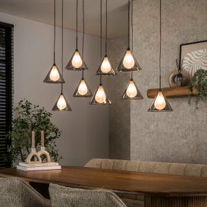Nico hanglamp 5+4 tapse kap - smoke grijs glas
