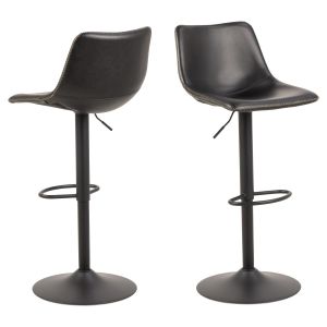 Nøra Carmine verstelbare barstoel | zwart metaal onderstel | stof PU vintage