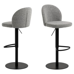 Nøra Deena verstelbare barstoel | zwart metaal onderstel | stof Monza - grijs