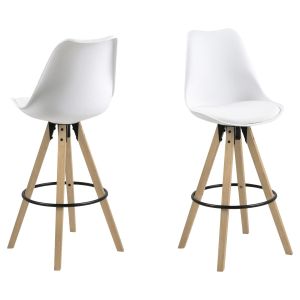 Nøra Adele barstoel | naturel rubberhout onderstel | stof PU