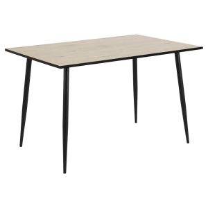 Nøra Gertrude rechthoekige eettafel 120x80x75 cm | zwart metaal onderstel | ruw melamine