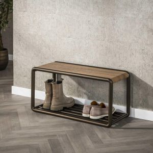 Esposito schoenenrek en bankje - eikenlook en staal
