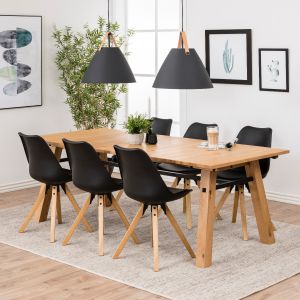 Nøra Sona eetkamerstoel | oak onderstel | PU leer - zwart