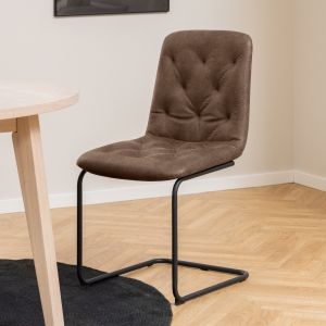 Nøra Laura eetkamerstoel | zwart metaal onderstel | stof Kentucky - bruin