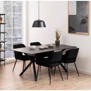 Nøra Maeve armstoel | zwart metaal onderstel | stof Dublin