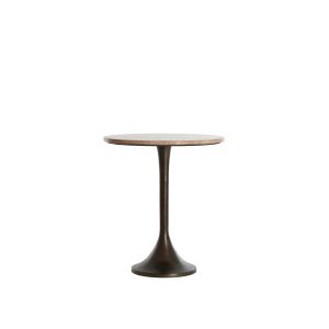 Dolin bijzettafel Ø48x53 cm - rood travertin/donkerbruin