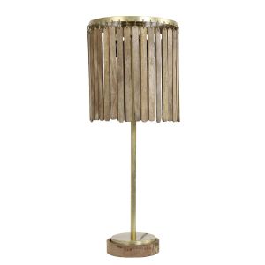 Gularo tafellamp Ø30x78 cm - hout donkerbruin/antiek brons