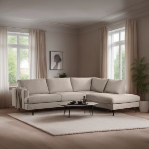 Norris 3-zits hoekbank rechts stof - beige