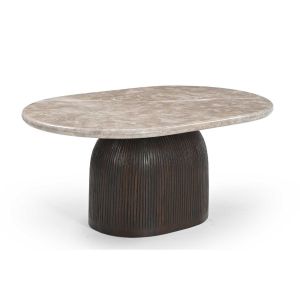 Bijzettafel Noel 90 cm - donkerbruin/marmer