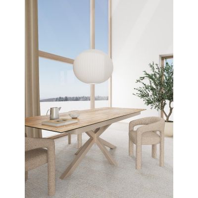 Nøra Donovan rechthoekige uitschuiftafel 200/240x100x76 cm | metaal onderstel | keramiek hout - naturel