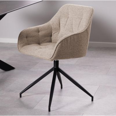 Nøra Kari draaibare armstoel | zwart metaal onderstel | stof Monza