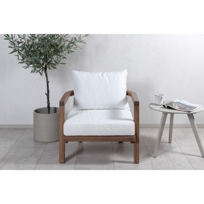 Svea Abdul loungstoel - acaciahout - naturel/wit