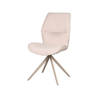 Label51 Comfy eetkamerstoel bouclé naturel - taupe onderstel