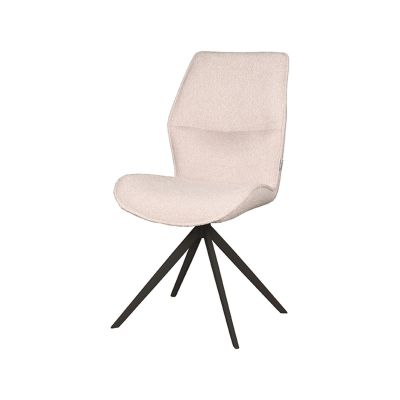 Label51 Comfy eetkamerstoel bouclé naturel - zwart onderstel