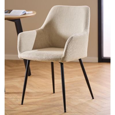 Nøra Lola armstoel | zwart metaal onderstel | stof Basel