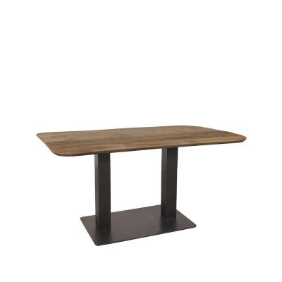 Restauranttafel 120x70x74 cm - nature smooth mangohout - zwart metaal