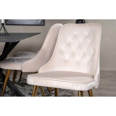 Svea Zelano eetkamerstoel - gouden poot - velvet - beige