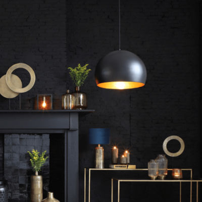 Light & Living Jaicey hanglamp Ø56x40 cm mat zwart/goud