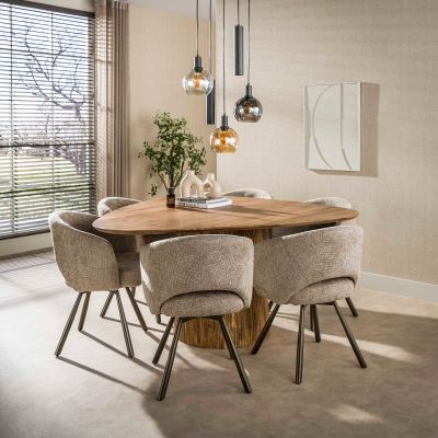 Fraaai Sedona eettafel driehoekig 150cm - massief mango zand