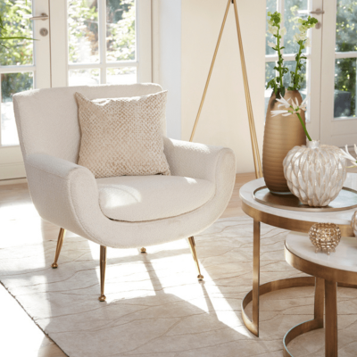 Vinstra fauteuil bouclé wit/goud van het woonmerk Light&Living