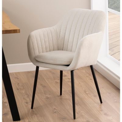 Nøra Lior armstoel | zwart metaal onderstel | stof Enjoy - zand