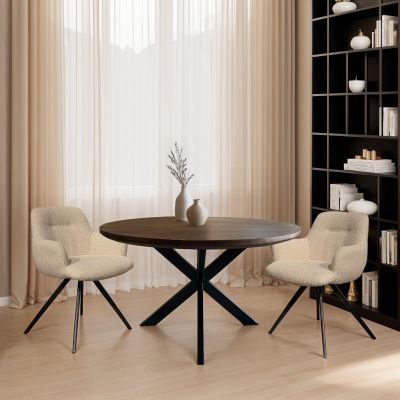 Jesper ronde eettafel - Ø130 cm - hout - naturel van het woonmerk Livingfurn