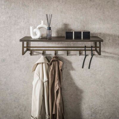 Fraaai Nowi kapstok 6 haken hoedenplank - brons antiek