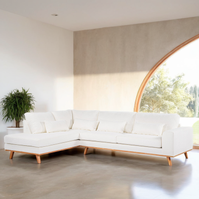 Vurna Cleo 3-zits hoekbank links stof - naturel