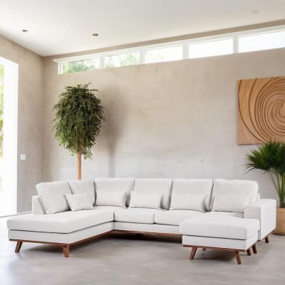 Vurna Melva 3-zits hoekbank links stof - beige