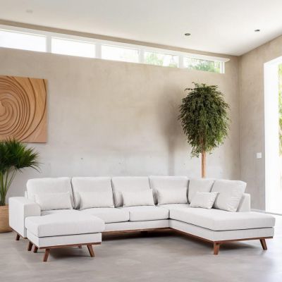 Vurna Melva 3-zits hoekbank rechts stof - beige