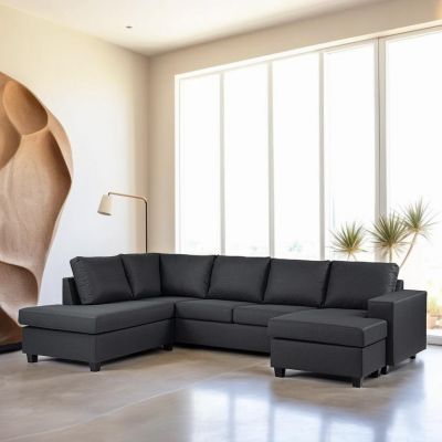 Vurna Nola 3-zits hoekbank links stof - antraciet