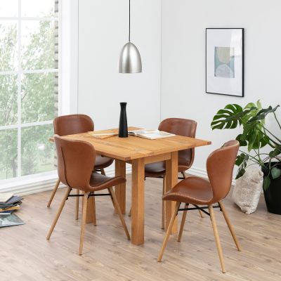 Nøra Aino eetkamerstoel | oak onderstel | PU retro - cognac